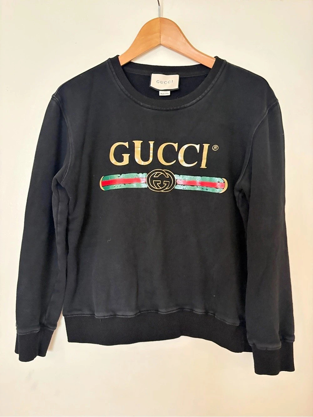 Gucci Vintage Logo Web Stripe Crewneck Sweatshirt Black